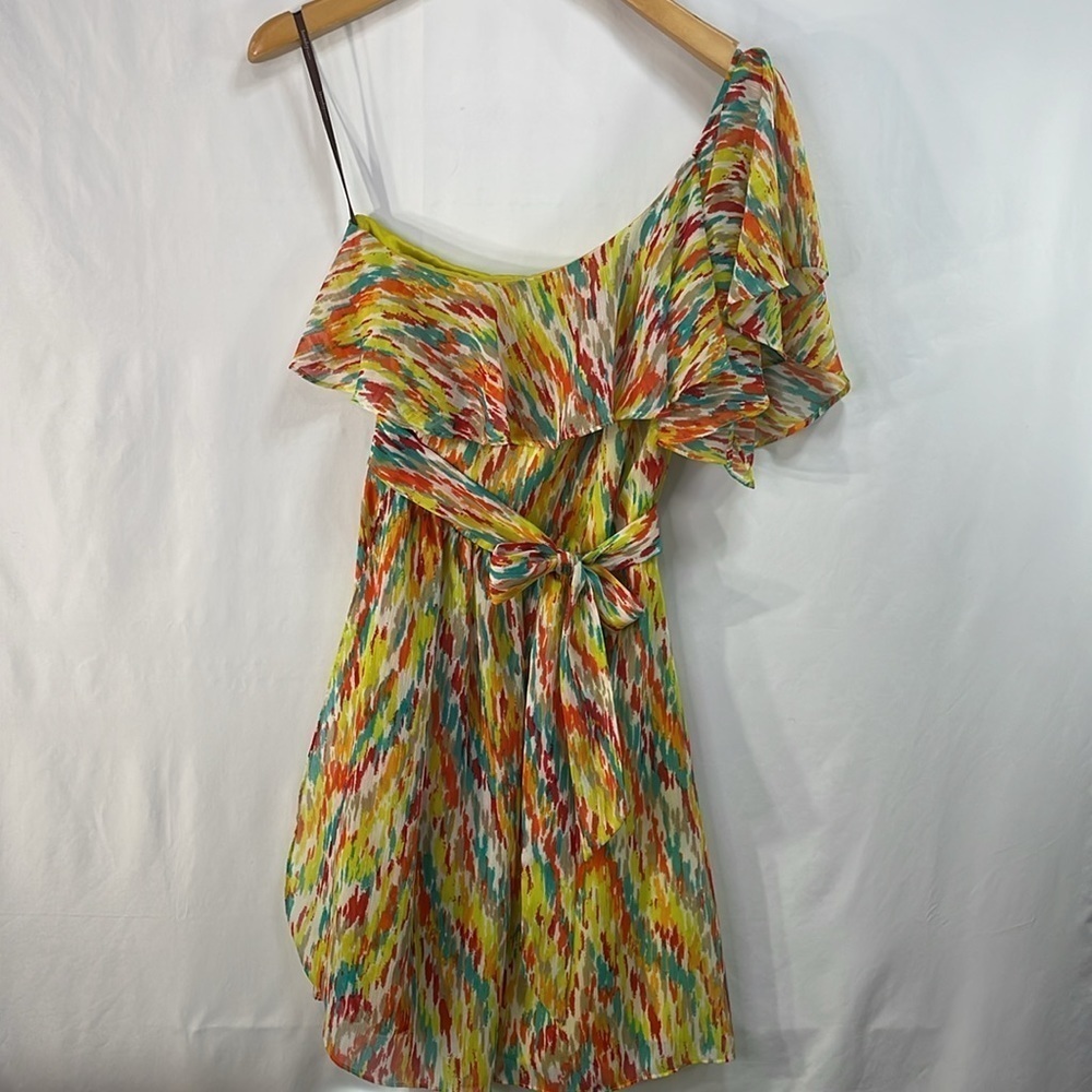 Laundry by design, Bright multicolored chiffon, one shoulder chiffon dress - Picture 2 of 5